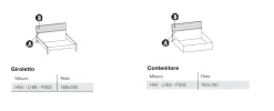 Letto matrimoniale con testiera snodata Mizar disponibile in vari colori