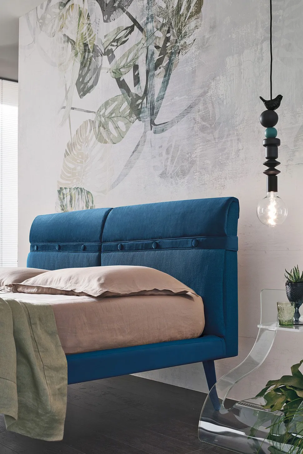 Letto matrimoniale Corfù linea Dreamer in finitura Blu