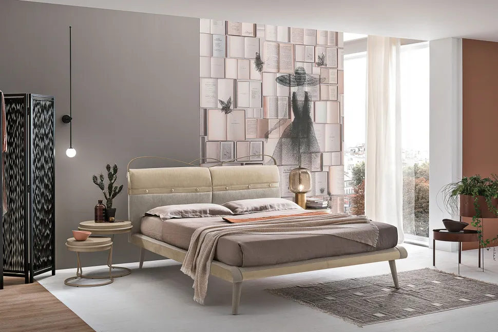 Letto matrimoniale Corfù Plus linea Dreamer in finitura Tortora
