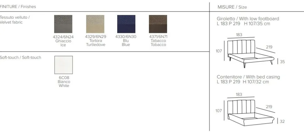 Letto matrimoniale Creta linea Dreamer in finitura Tabacco