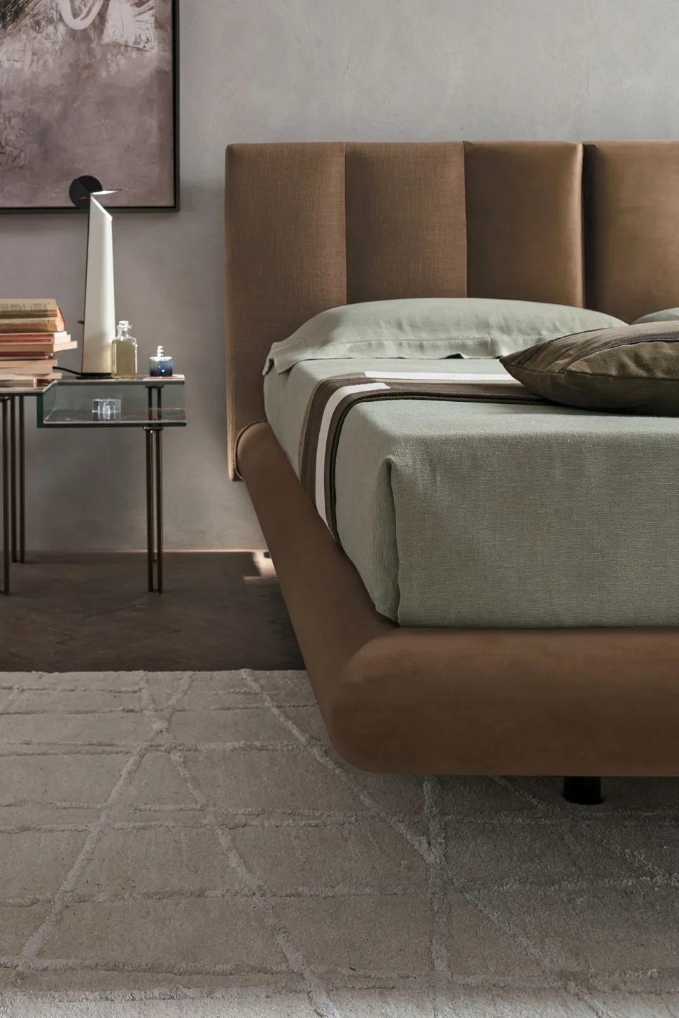 Letto matrimoniale Creta linea Dreamer in finitura Tabacco