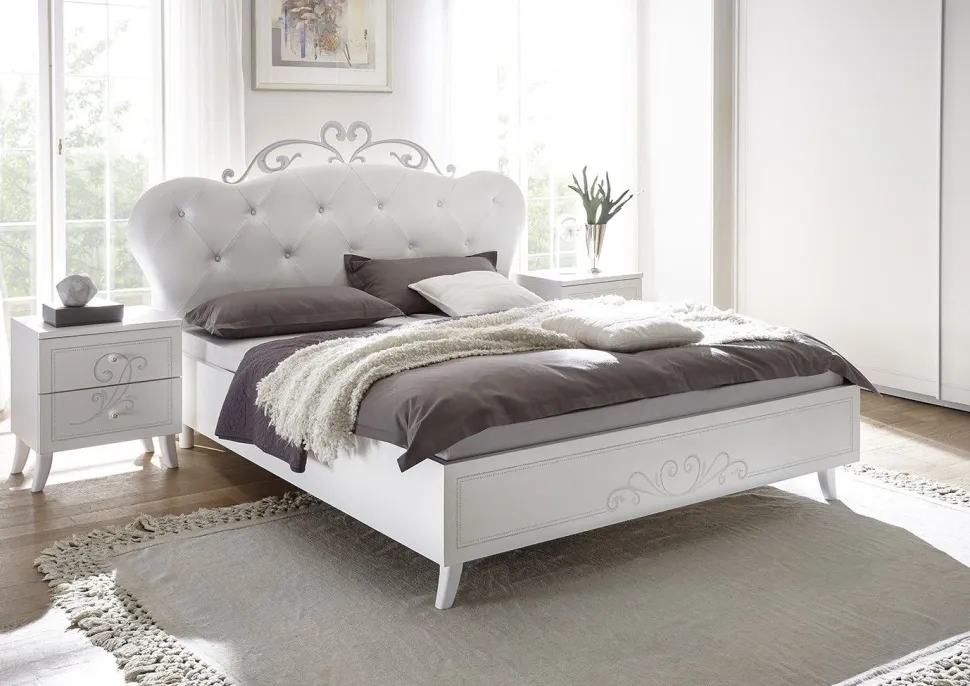 Letto matrimoniale Funny linea Essenza in Bianco opaco
