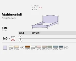 Letto matrimoniale Guido linea Ginevra disponibile in 9 colorazioni