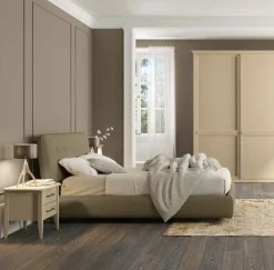 Letto matrimoniale imbottito Kilt linea Ginevra disponibile in vari colori