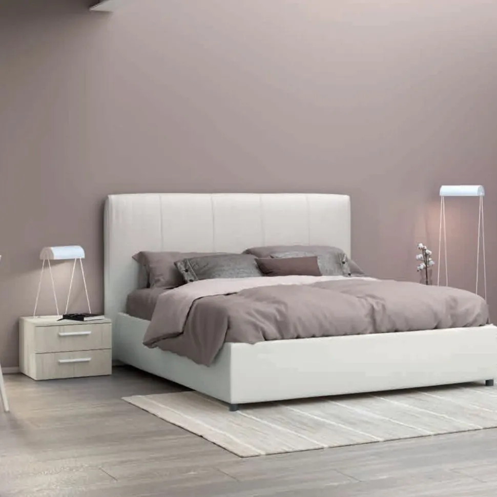Letto matrimoniale imbottito in tessuto Apollo disponibile in vari colori