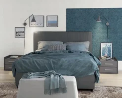 Letto matrimoniale imbottito in tessuto Apollo disponibile in vari colori