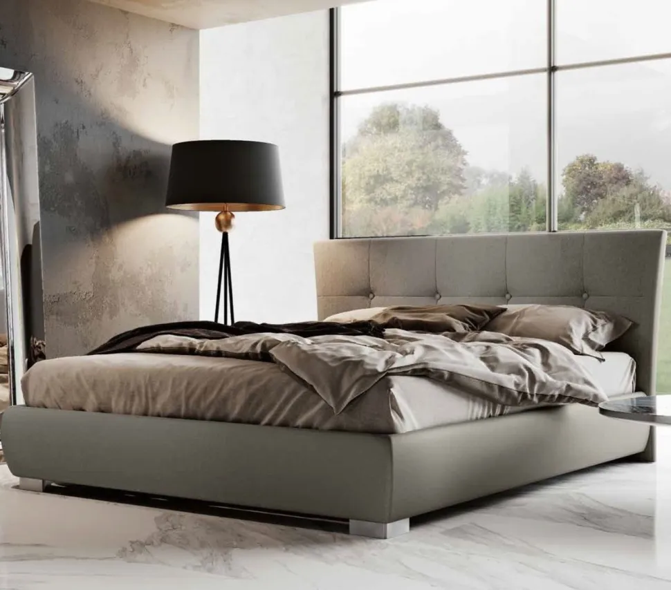 Letto matrimoniale imbottito Cloud Soft con testiera capitonné moderna disponibile in vari colori