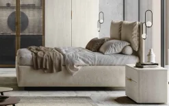 Letto matrimoniale imbottito Natural Dream in tessuto Tortora disponibile in vari colori