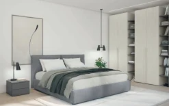 Letto matrimoniale imbottito in tessuto Dani disponibile in vari colori