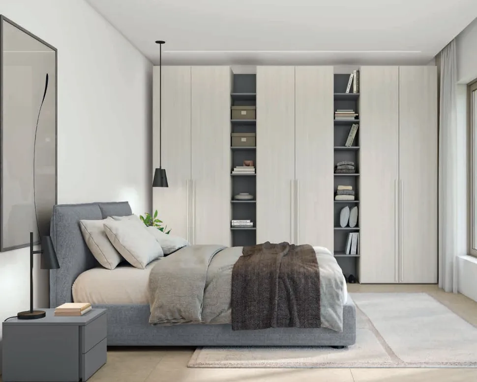 Letto matrimoniale imbottito in tessuto Dani disponibile in vari colori