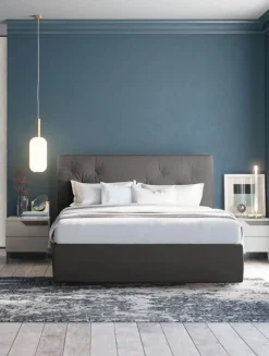 Letto matrimoniale imbottito in tessuto Ramon disponibile in vari colori