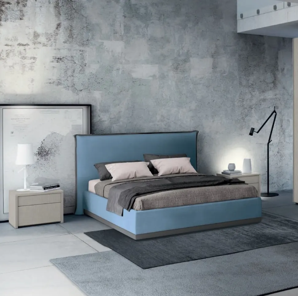 Letto matrimoniale imbottito in tessuto modello Paddy linea Lotto