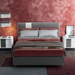 Letto matrimoniale imbottito in tessuto bicolore modello Persefone linea Lotto