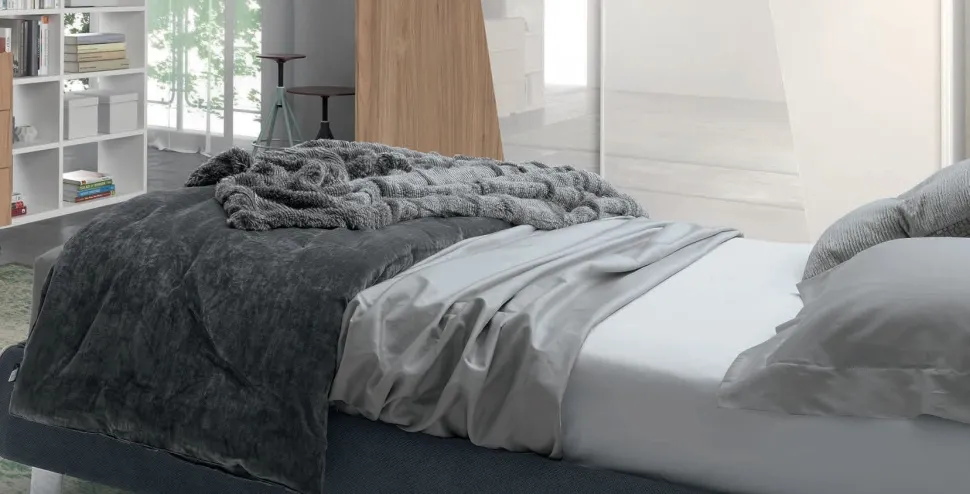 Letto matrimoniale imbottito in tessuto modello Miki linea Lotto