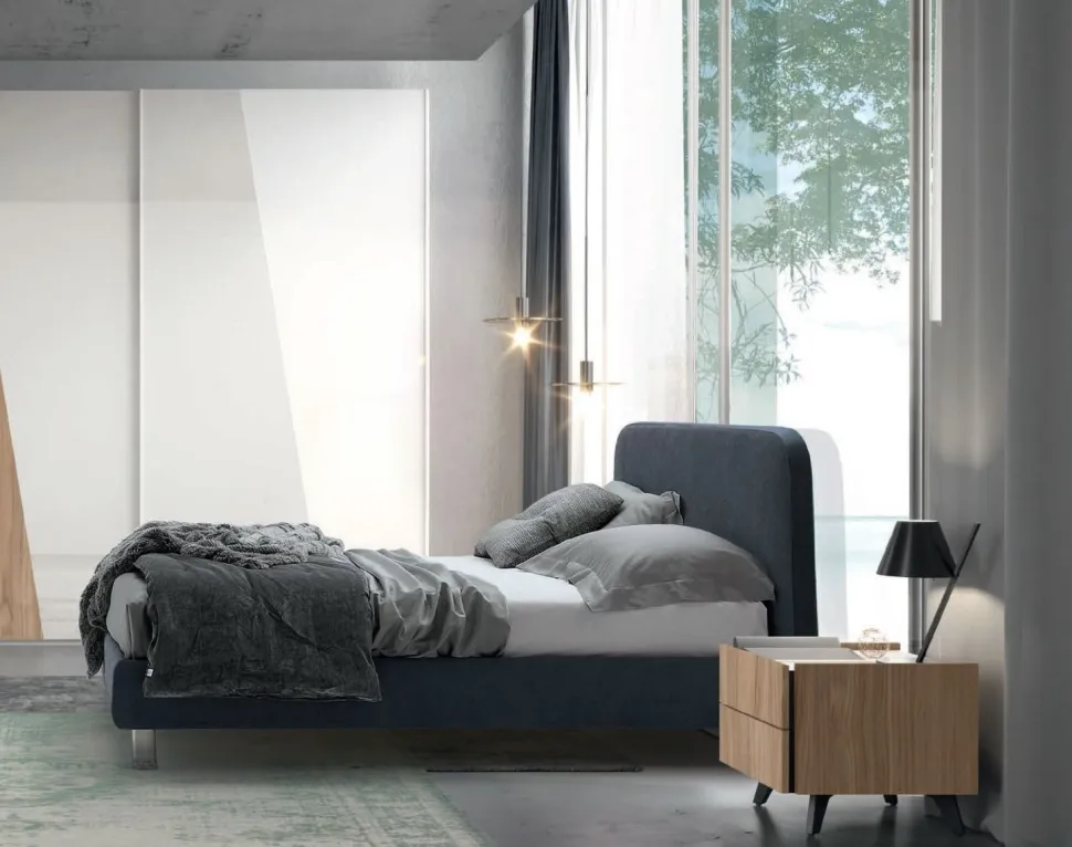 Letto matrimoniale imbottito in tessuto modello Miki linea Lotto
