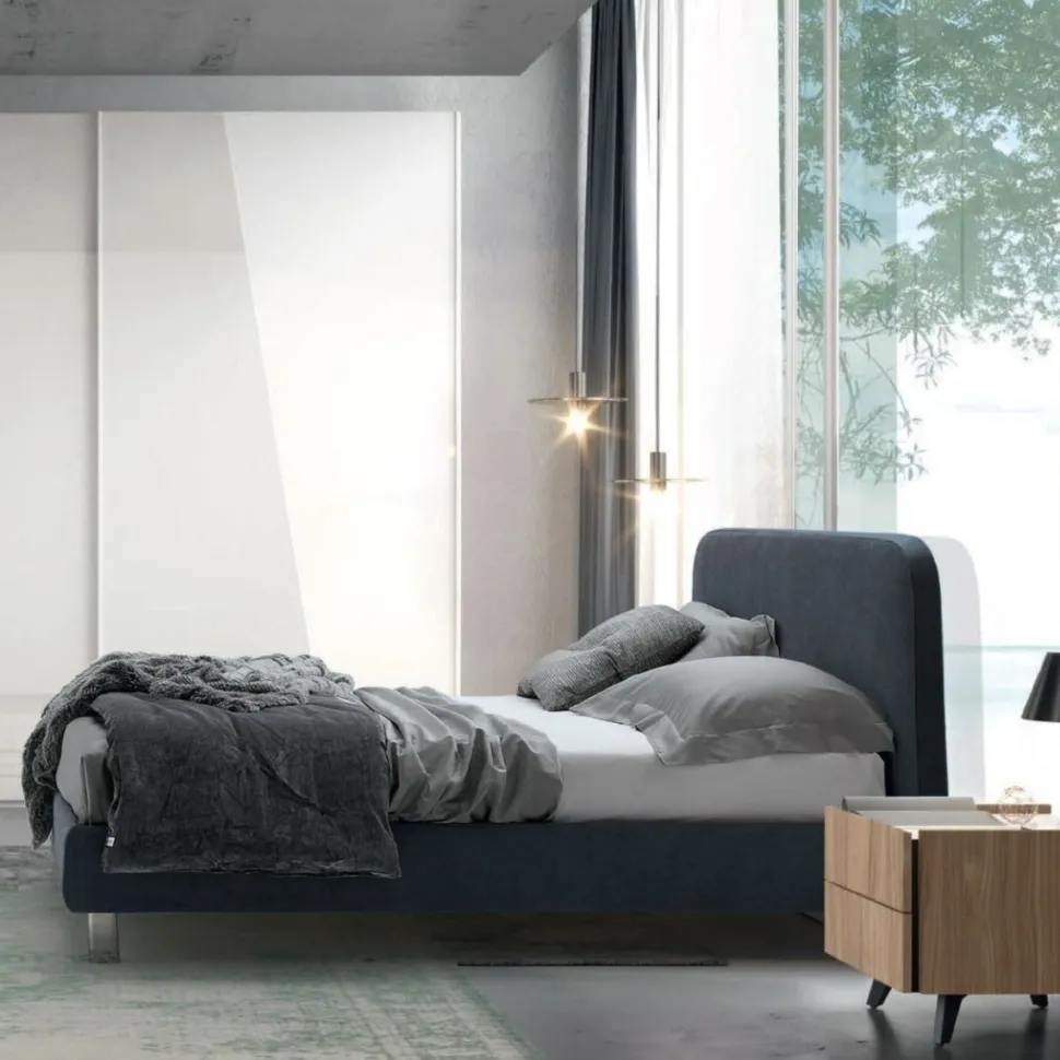 Letto matrimoniale imbottito in tessuto modello Miki linea Lotto