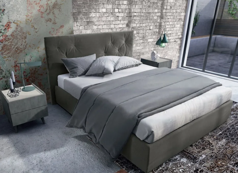 Letto matrimoniale imbottito in tessuto modello Sirio linea Lotto
