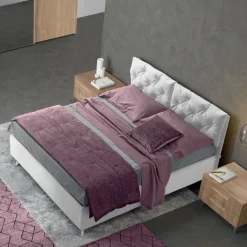 Letto matrimoniale imbottito in tessuto modello Rubino linea Lotto