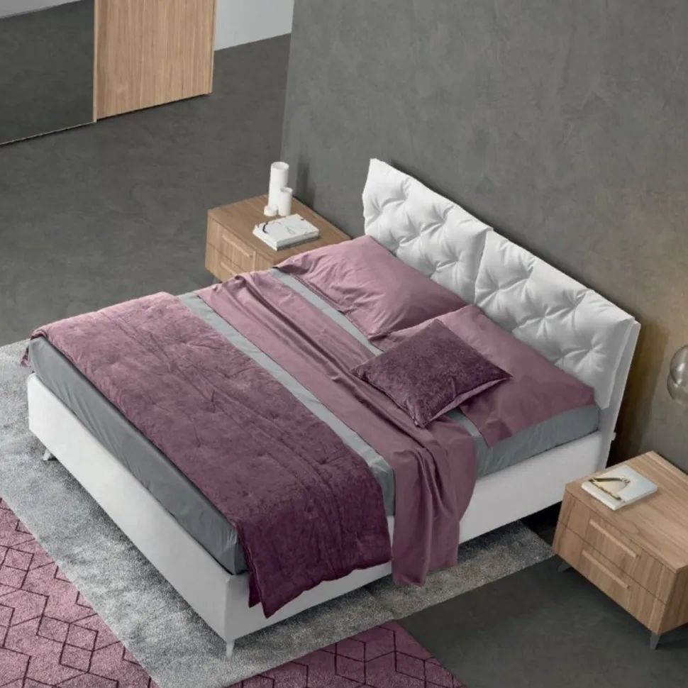 Letto matrimoniale imbottito in tessuto modello Rubino linea Lotto