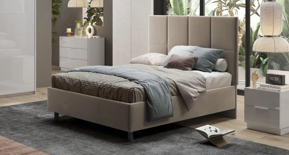 Letto matrimoniale imbottito in velluto Blume linea Chérie disponibile in 7 colori