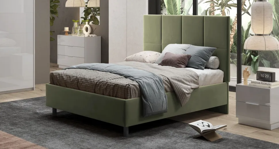 Letto matrimoniale imbottito in velluto Blume linea Chérie disponibile in 7 colori
