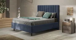 Letto Matrimoniale Imbottito in Velluto Berlino - Linea Cherie (Colori e Accessori Personalizzabili)