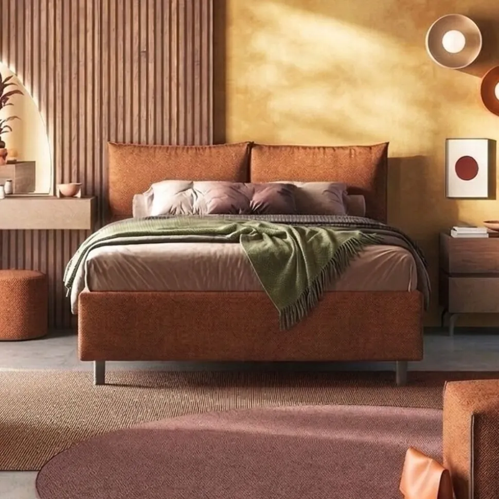 Letto matrimoniale imbottito in tessuto moderno Collezione Cheriè 8 Varianti Colore