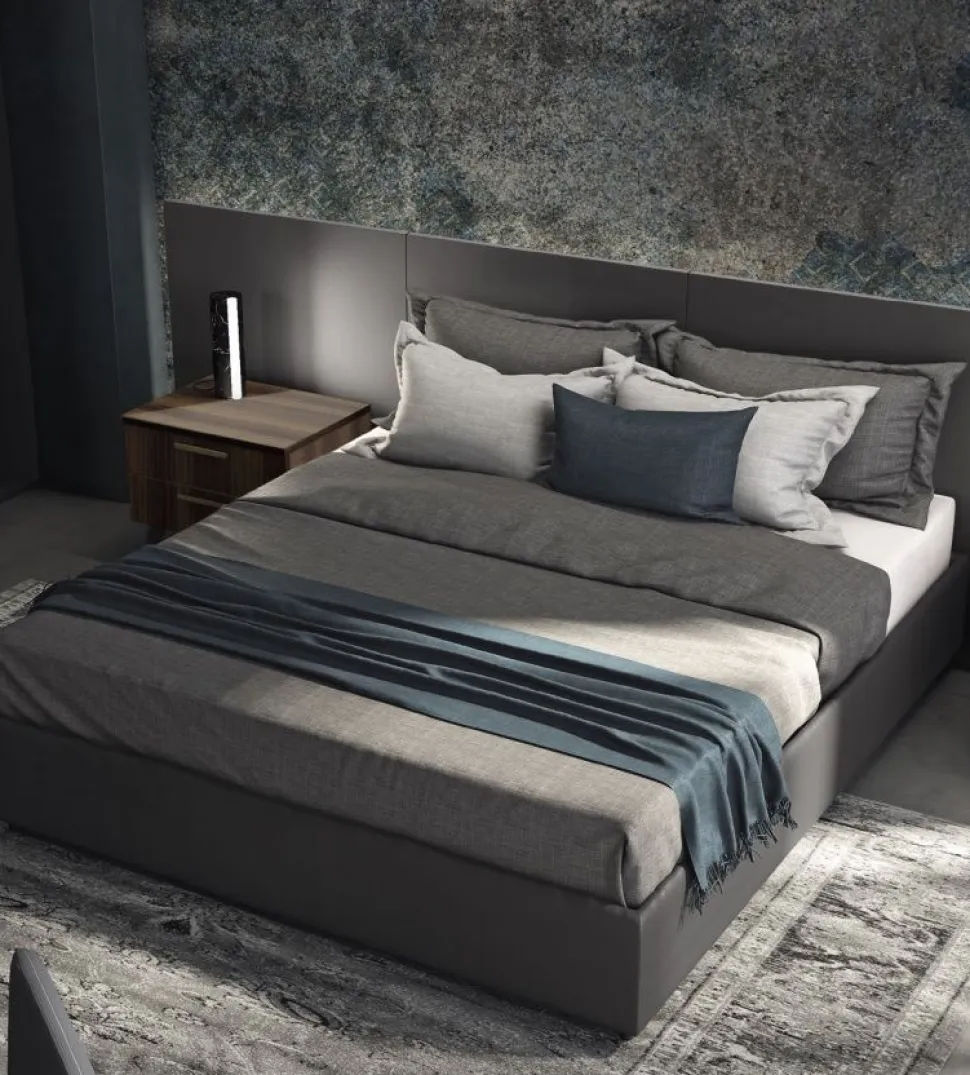 Letto matrimoniale imbottito in tessuto modello Conte linea Lotto