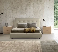 Letto matrimoniale imbottito Neo linea Lotto disponibile in vari colori e tessuti