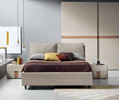 Letto matrimoniale imbottito Ian linea Domino disponibile in 3 colori