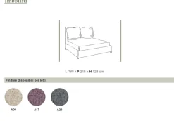 Letto matrimoniale imbottito Ian linea Domino disponibile in 3 colori