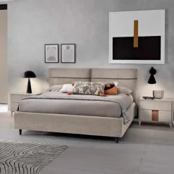 Letto matrimoniale imbottito Milko linea Domino disponibile in 3 colori
