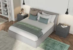 Letto matrimoniale imbottito in tessuto Beky linea Ginevra disponibile in vari colori