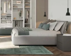 Letto matrimoniale imbottito in tessuto Beky linea Ginevra disponibile in vari colori