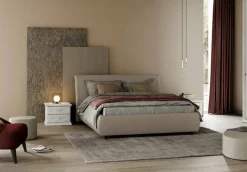 Letto matrimoniale imbottito in tessuto Beky linea Ginevra disponibile in vari colori