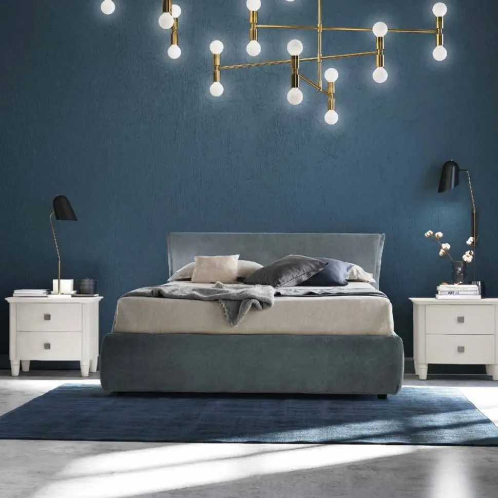 Letto matrimoniale imbottito in tessuto Beky linea Ginevra disponibile in vari colori