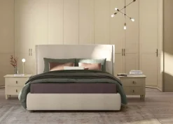 Letto matrimoniale imbottito in tessuto Willy linea Ginevra disponibile in vari colori