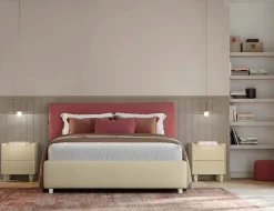 Letto matrimoniale imbottito Dominique linea Ginevra disponibile in vari colori