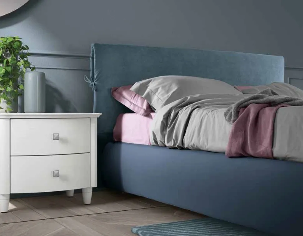 Letto matrimoniale imbottito Dominique linea Ginevra disponibile in vari colori