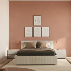 Letto matrimoniale imbottito in Velluto a Coste Design Contemporaneo 6 varianti colore