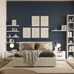 Letto matrimoniale imbottito in Velluto a Coste Design Contemporaneo 6 varianti colore
