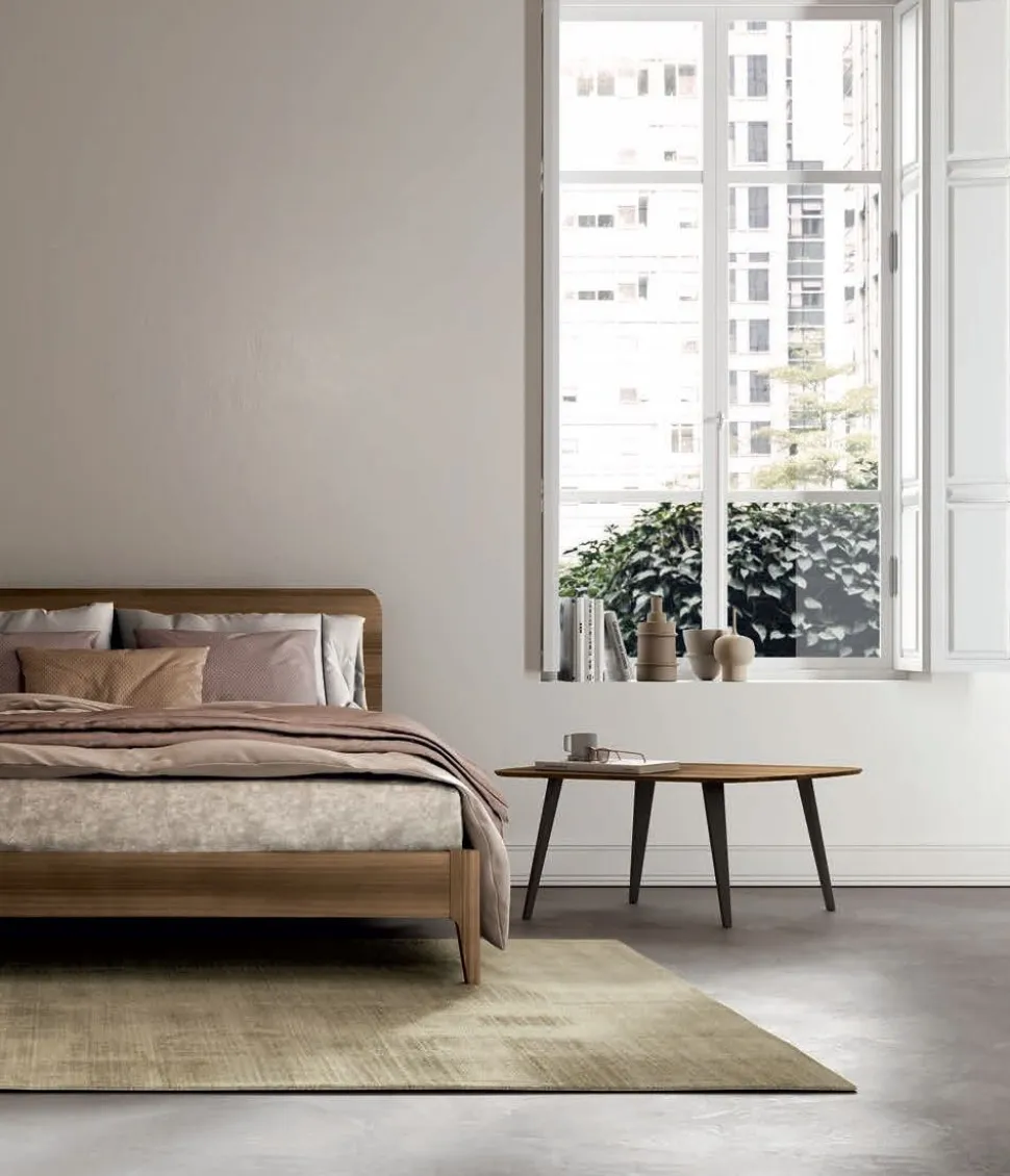 Letto matrimoniale in legno con testiera bicolore modello Ambra linea Lotto