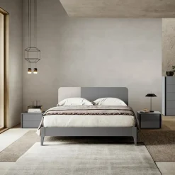 Letto matrimoniale in legno con testiera bicolore modello Ambra linea Lotto