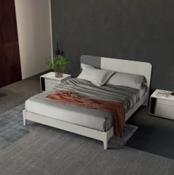 Letto matrimoniale in legno con testiera bicolore modello Ambra linea Lotto