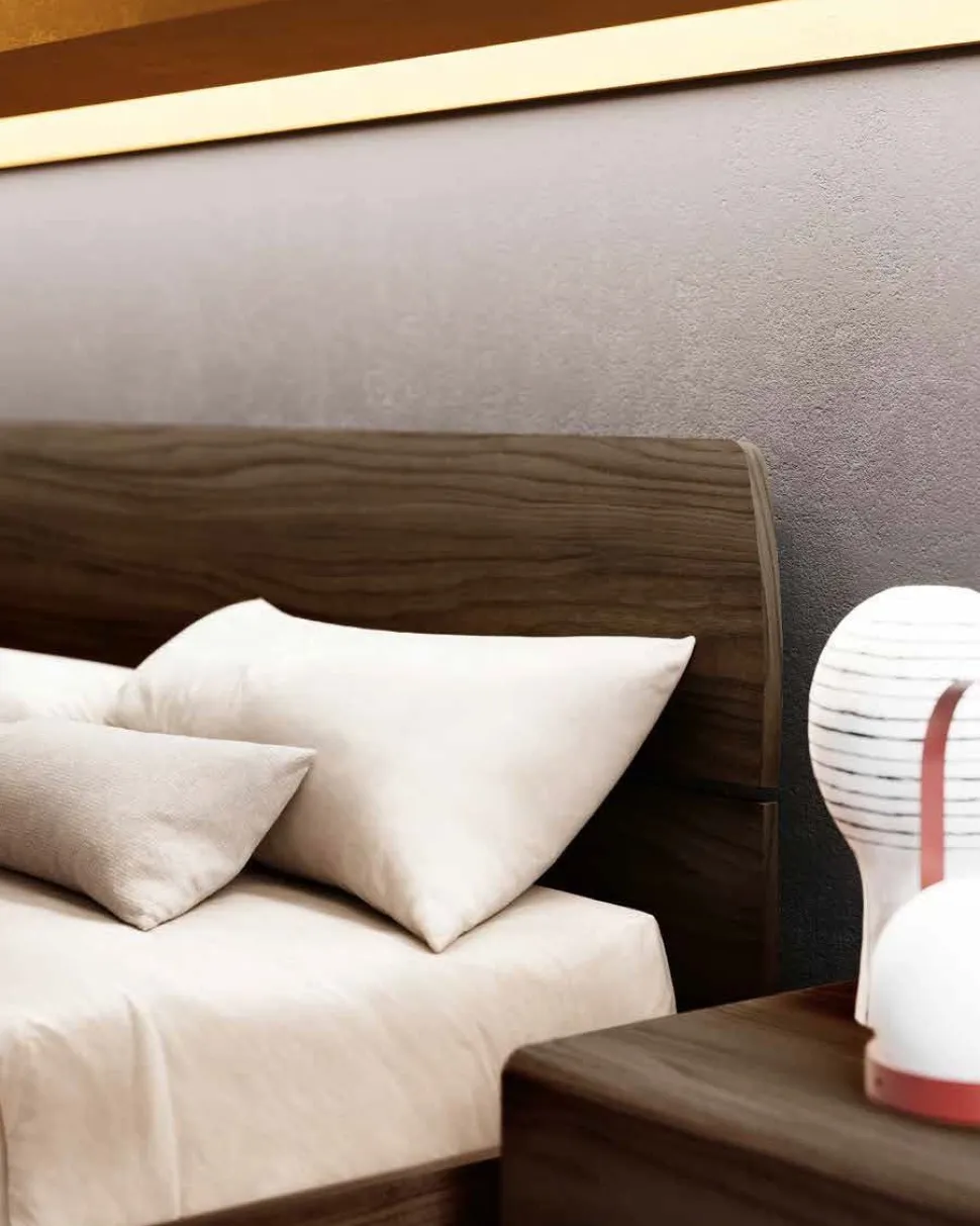 Letto matrimoniale in legno Noce Moro disponibile in vari colori
