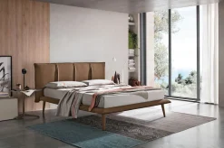 Letto matrimoniale Itaca linea Dreamer in finitura Tabacco