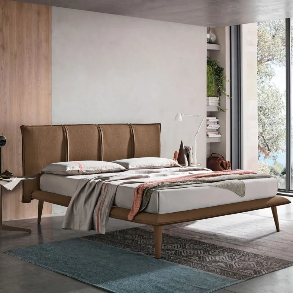 Letto matrimoniale Itaca linea Dreamer in finitura Tabacco
