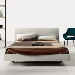 Letto matrimoniale moderno con testiera curva Bianco Frassino