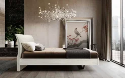Letto matrimoniale moderno con testiera curva Bianco Frassino