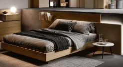 Letto matrimoniale moderno con doppia testiera in legno disponibile in vari colori